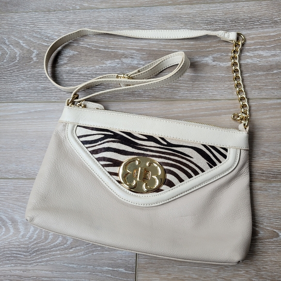 NWOT Emma Fox Genuine Leather Crossbody Purse/Shoulder Bag Zebra/Floral Pattern - Picture 5 of 6